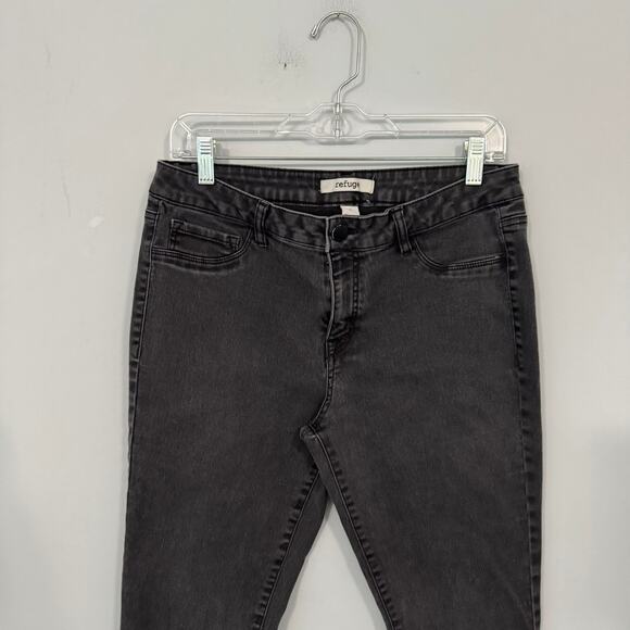 Refuge Black Jean Leggings Jeggings Women's Size 12 Faux Pockets 2% Spandex - Picture 4 of 7